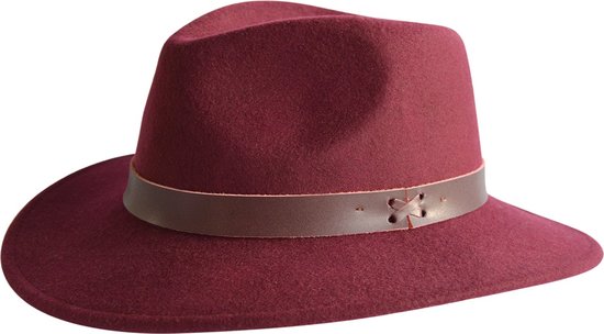 Blake Fedora Automne Hiver Chapeau Femme Homme Chapeau 100% Feutre de Laine House of Ord - Taille: L/XL: 59cm Couleur: Rouge