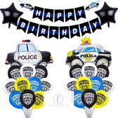 Politie verjaardag thema - versiering feestpakket kinderfeest - blauw geel wit
