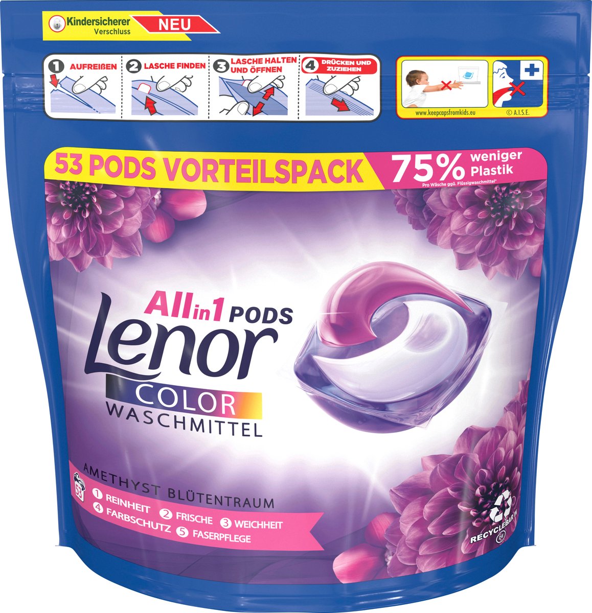 Goedkoopste Lenor Allin1 PODS Wasmiddelcapsules Amethist - 53 Wasbeurten