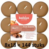 144 stuks Bolsius appel kaneel - apple cinnamon geurtheelichtjes (4 uur) True Scents