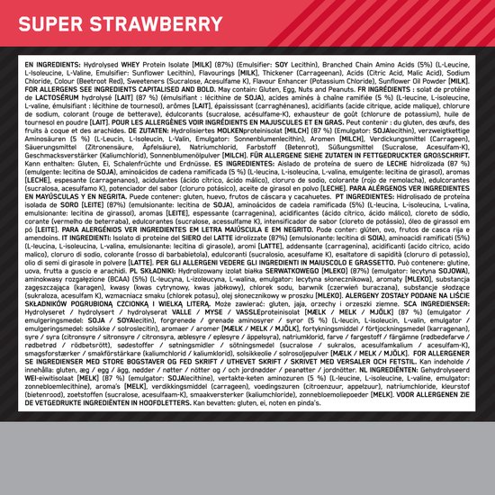 Optimum Nutrition Platinum Hydrowhey - Super Strawberry Eiwitshake - 100% Whey Isolaat Proteine Poeder - 1600 gram (40 shakes) — afbeelding 4