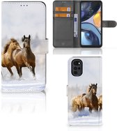 GSM Hoesje Motorola Moto G22 Wallet Book Case Paarden