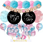 Gender Reveal XXL Versiering pakket met 2 zwarte Boy or Girl ballonnen - Babydouche Roze en Blauwe papieren confetti - Babyshower Decoratie Baby Shower Party
