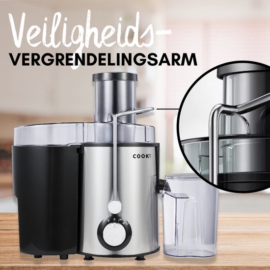 COOK-IT - Sapcentrifuge Extra Sterk - 550 ml Sapbeker - 1L Pulpcontainer - 3 Snelheden Juicer - Ultrafijne Filter