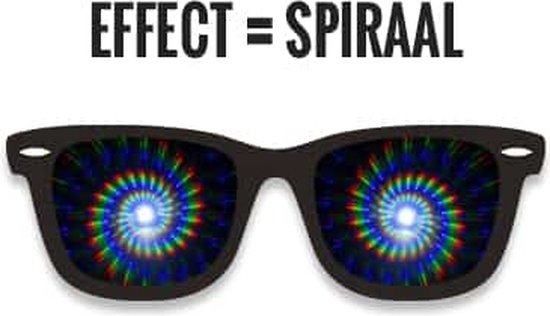 Freaky Glasses® - Spacebril spiraal - Festival bril - Party bril - Dames - Heren - Clip - Kunststof - zwart - transparant — afbeelding 2