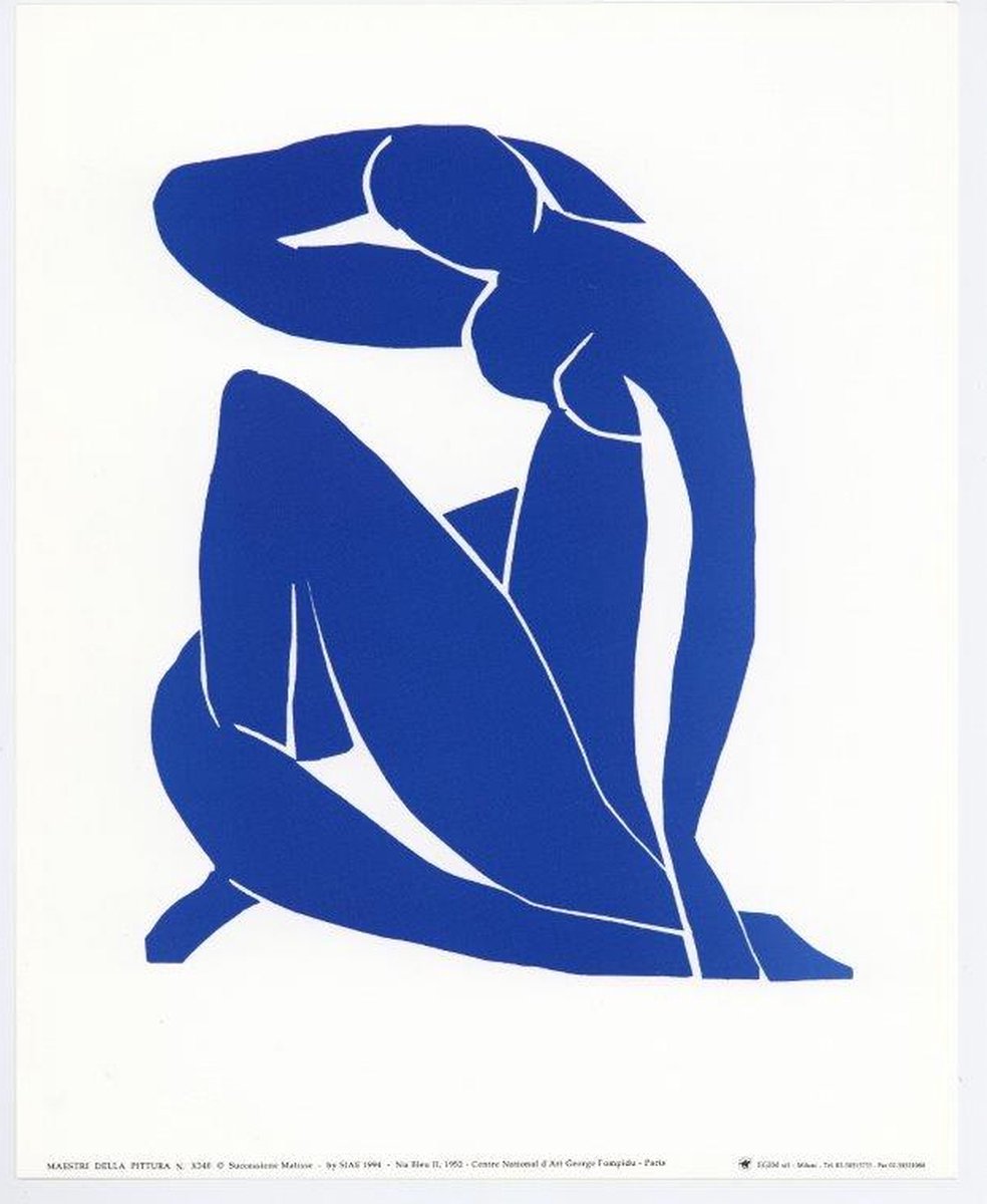 Mini kunstposter - Blauw Naakt II - Henri Matisse - 24x30 cm