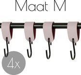 4x Leren S-haak hangers - Handles and more®  | LILAPAARS - maat M (Leren S-haken - S haken - handdoekkaakje - kapstokhaak - ophanghaken)