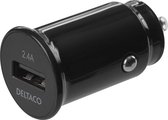 Deltaco USB-Car123 USB Car Charger - 12/24 V - Compact - 12W - 1x USB-A - Zwart