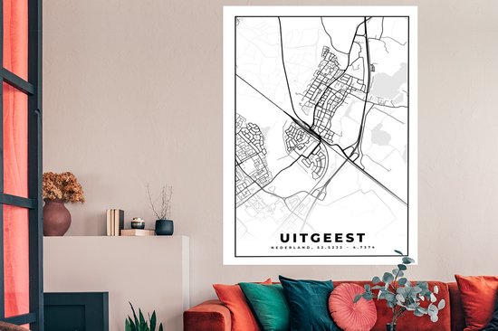 Poster Map - Uitgeest - Carte - Plan de la ville - 120x180 cm XXL