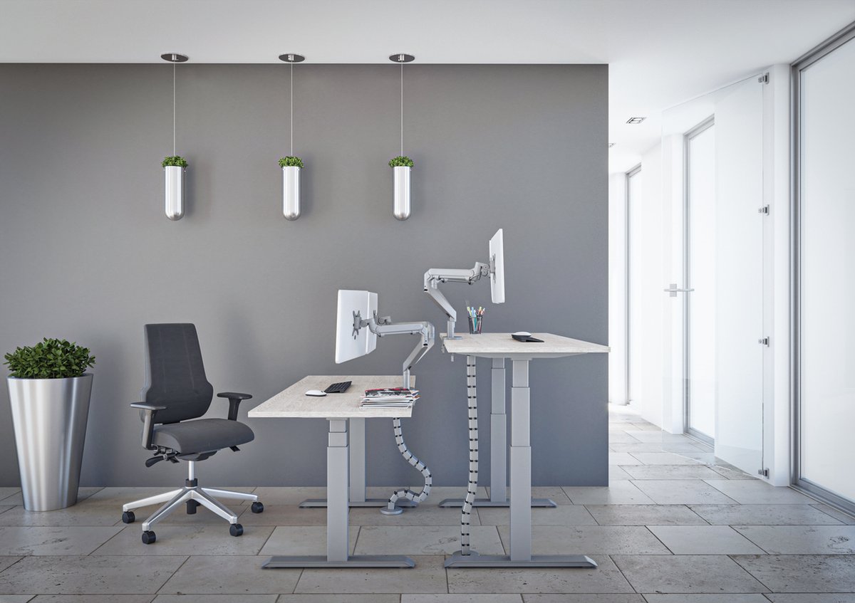 Tri-desk Premium | Elektrisch zit-sta bureau | Aluminium onderstel | Beuken blad | 120 x 80 cm