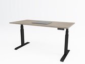 Tri-desk Premium | Elektrisch zit-sta bureau | Zwart onderstel | Delano eiken blad | 160 x 80 cm