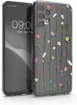 coque kwmobile pour Samsung Galaxy A13 4G - Coque pour smartphone multicolore / transparente - Motif Wild Fleurs Stems