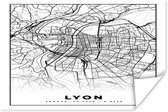 Poster Lyon - Stadskaart - Plattegrond - Kaart - Frankrijk - Zwart wit - 90x60 cm