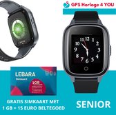 GPS Horloge 4 YOU - GPS Horloge Senior - Smartwatch voor Ouderen - Persoonlijke alarmen - dementie - alarm horloge ouderen - Gratis sim - Live GPS Locatie - 4G - Hartslag & Bloeddruk - SpO2 - Medicatie Alarm - GPS Horloge Alzheimer - Valdetectie