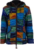 Gebreid Wollen Dames Vest van Schapenwol met Polyester Fleece voering en afneembare capuchon - SHAKALOHA - W Midipatch ZH Fire XL