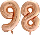 Folieballon 98 jaar Rose Goud 66cm