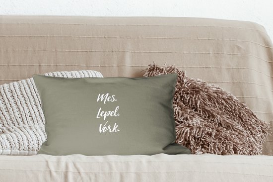 Coussins Coussins décoratifs - Oreillers Salon - 50x30 cm - Proverbes - Couteau. Cuillère. Fourchette. - Citations - Couverts