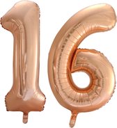 Folieballon 16 jaar Rose Goud 66cm