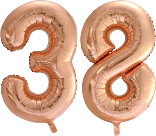 Folieballon 38 jaar Rose Goud 66cm