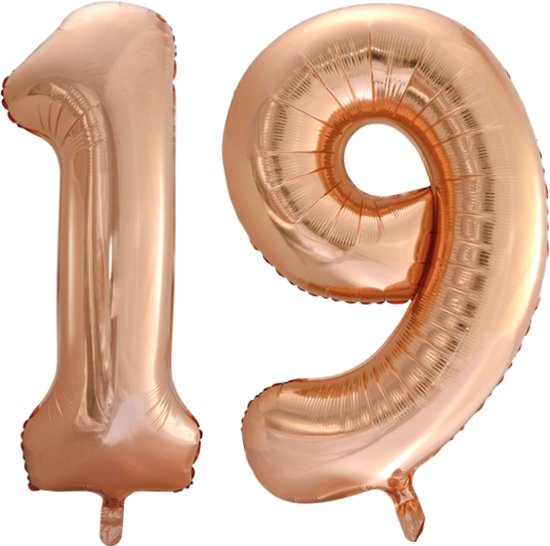 Folieballon 19 jaar Rose Goud 66cm