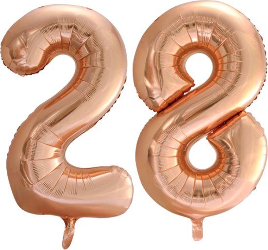 Folieballon 28 jaar Rose Goud 66cm