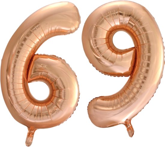 Folieballon 69 jaar Rose Goud 66cm