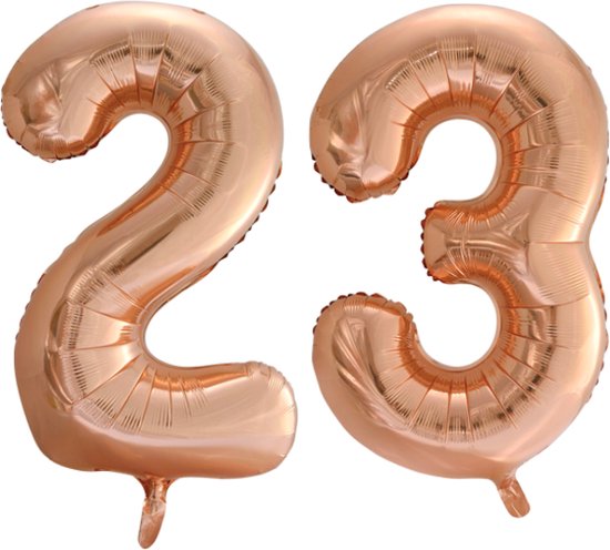 Folieballon 23 jaar Rose Goud 66cm