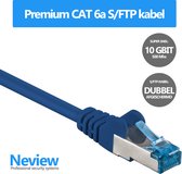 Neview - 25 cm premium S/FTP patchkabel - CAT 6a - 10 Gbit - 100% koper - Blauw - Dubbele afscherming - (netwerkkabel/internetkabel)
