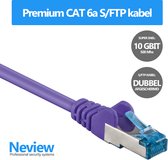 Neview - 25 cm premium S/FTP patchkabel - CAT 6a - 10 Gbit - 100% koper - Paars - Dubbele afscherming - (netwerkkabel/internetkabel)