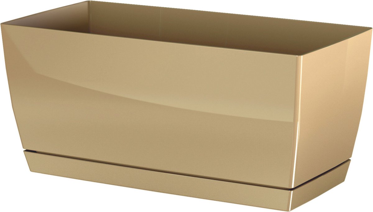 Plantenpot/bloempot kunststof glanzend mat goud 40 x 19 x 18 cm voor binnen/buiten