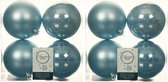 24x stuks kunststof kerstballen lichtblauw 10 cm - Mat/glans - Onbreekbare plastic kerstballen