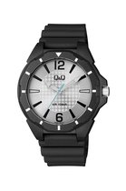 Q&Q-V30A-001VY- heren horloge- zwarte rubberen band- witte wijzerplaat-waterresistant-10 bar-zwemmen