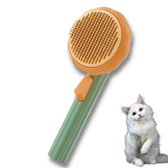 Petta – Kattenborstel - Hondenborstel - Kattenkam – Pompoen Borstel – Hondenhaar - Vachtverzorging - Borstel Voor Vacht - Kattenhaar - Haarverwijderaar Voor Huisdieren - Huisdierhaar Verwijderaar - Langharig/Kortharig – Huisdier – Oranje - Groen