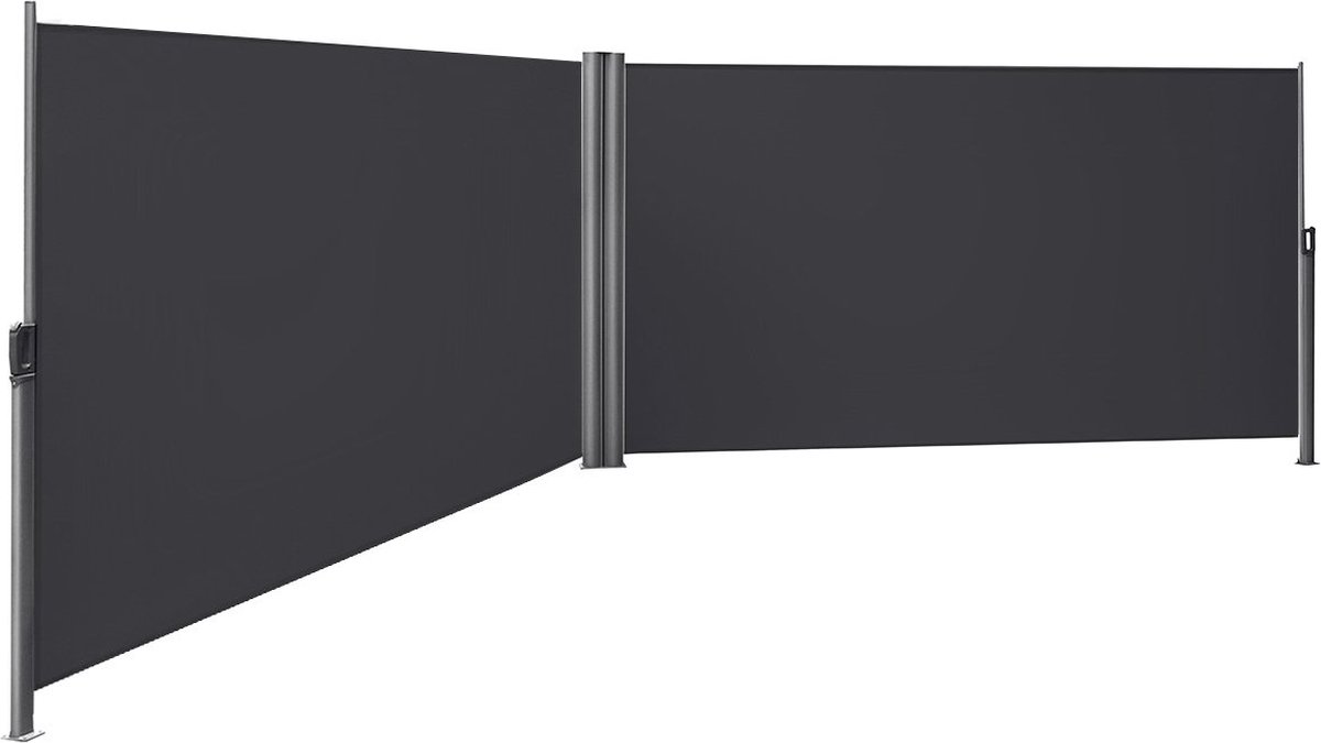 IN.HOMEXL Lorenzo - Windschermen - Zijluifel - Tuinscherm uittrekbaar dubbel 600 x 160cm - Antraciet