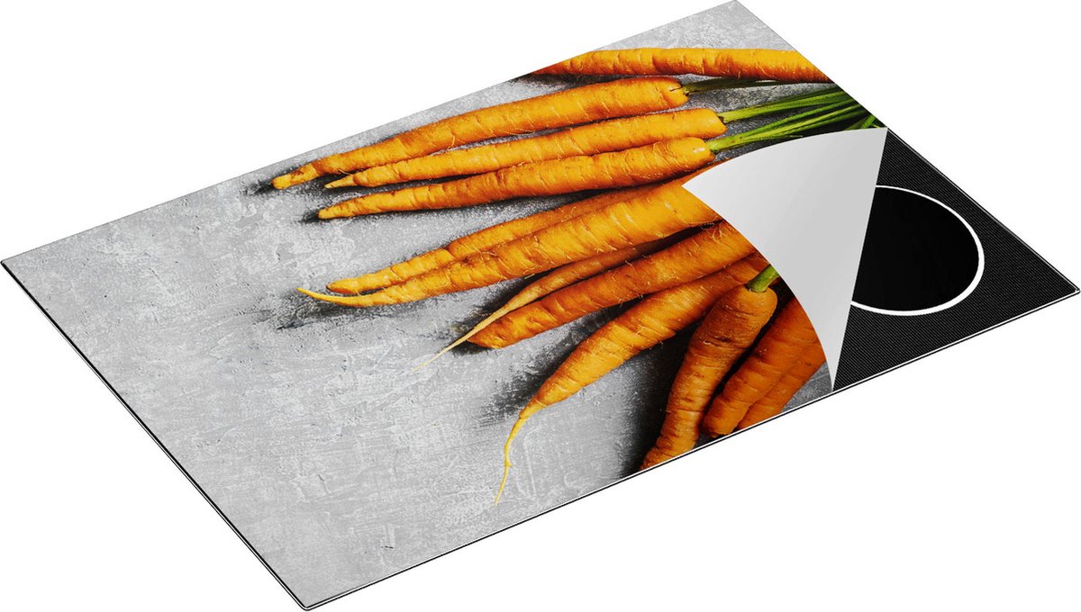 Chefcare Inductie Beschermer Wortels op Grijze Marmer - 80,2x52,2 cm - Afdekplaat Inductie - Kookplaat Beschermer - Inductie Mat