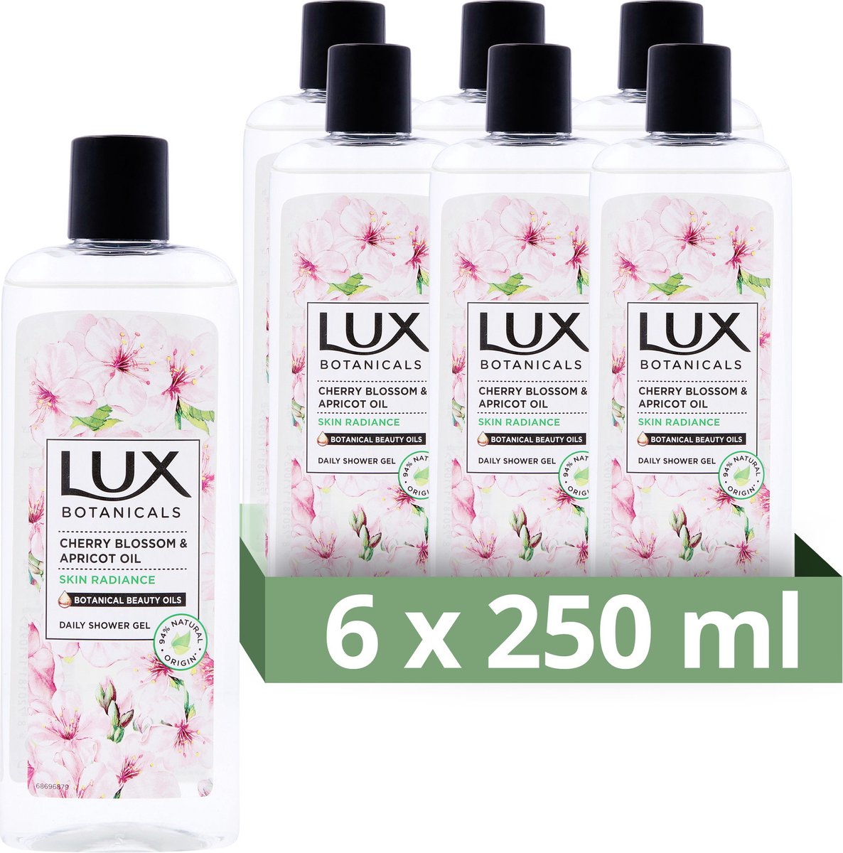 Lux Botanicals Cherry Blossom & Apricot Oil Douchegel - 6 x 250 ml - Voordeelverpakking