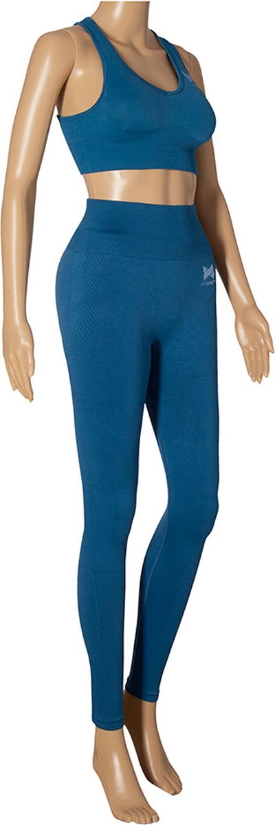 Sportlegging Dames High Waist - Blauw - Maat M - Legging Dames - Sportkleding Dames Legging van Merkloos — afbeelding 5