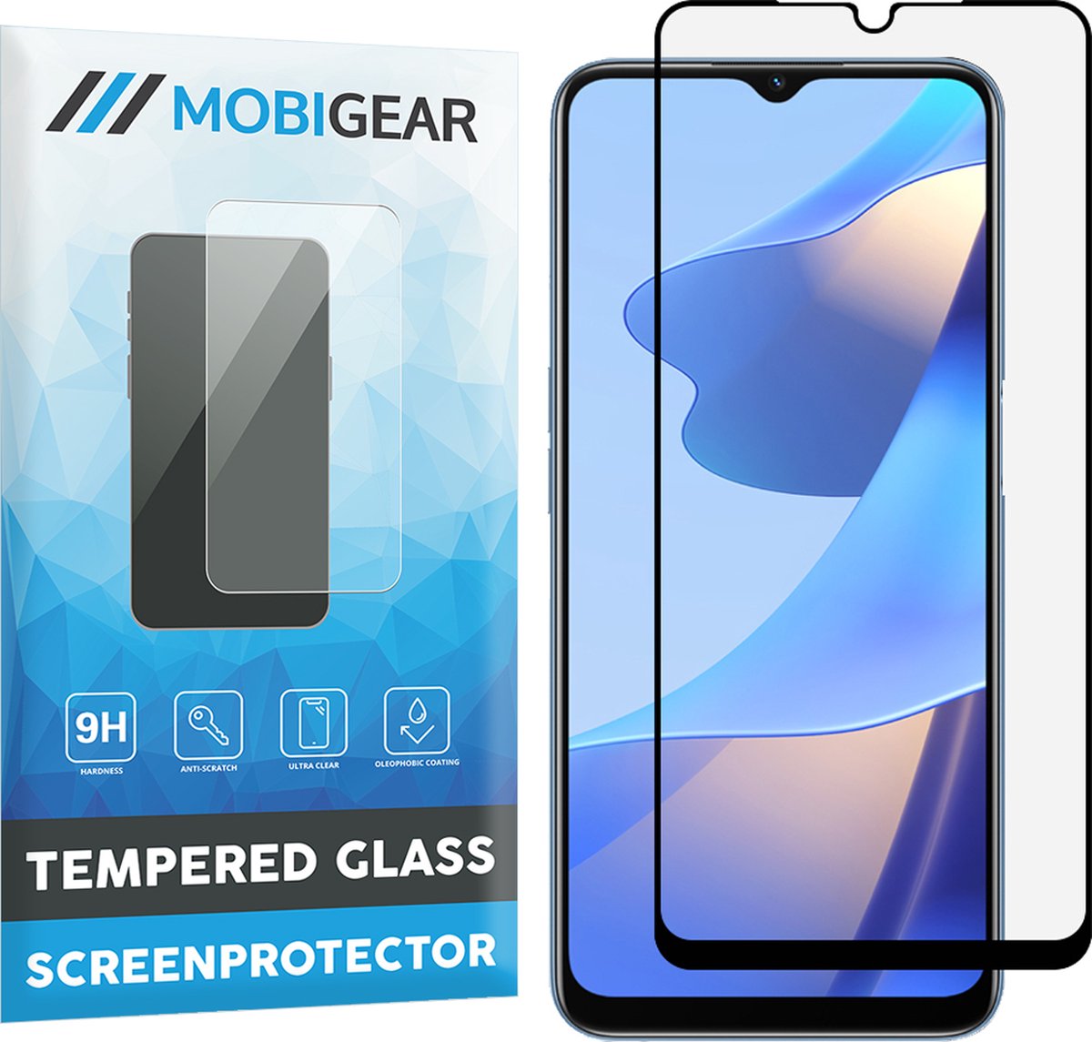 Mobigear Screenprotector geschikt voor OPPO A54s Glazen | Mobigear Premium Screenprotector - Case Friendly - Zwart