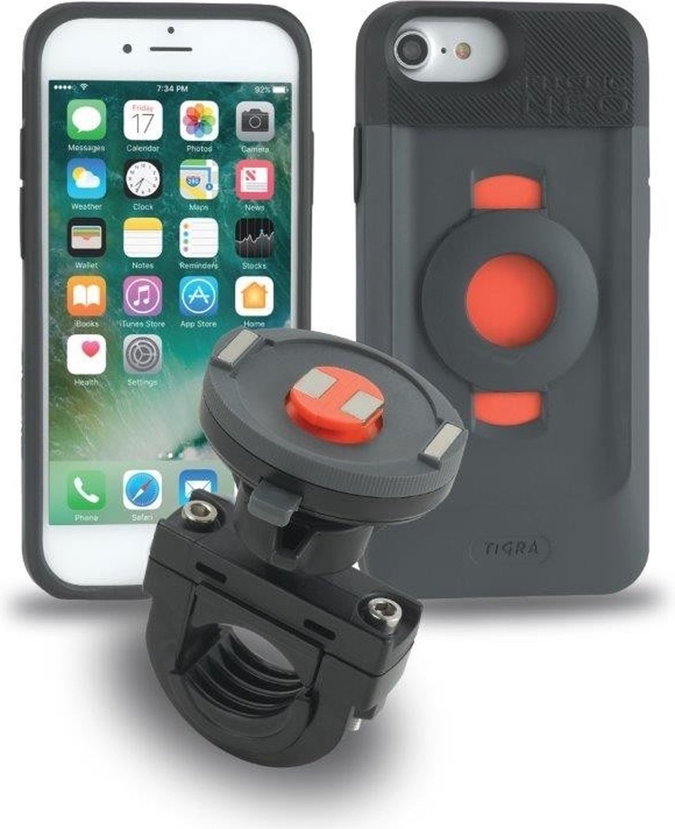 Tigra FitClic Neo Motorcycle Kit Telefoonhouder Motor voor Apple iPhone SE (2022) - Zwart