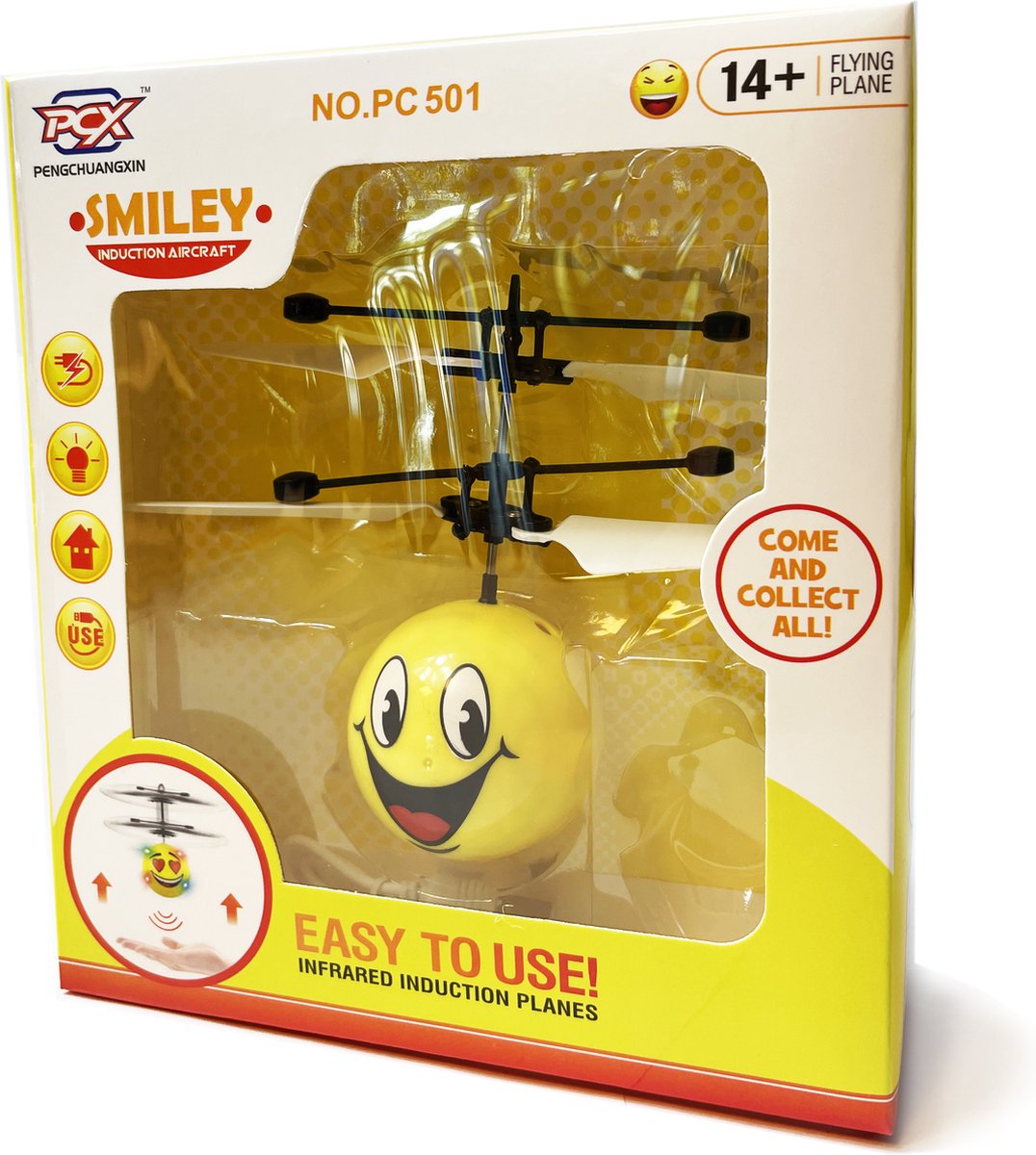 Jinyu Toys - Flying Ball Smiley - Balle volante à la main avec capteur  infrarouge LED