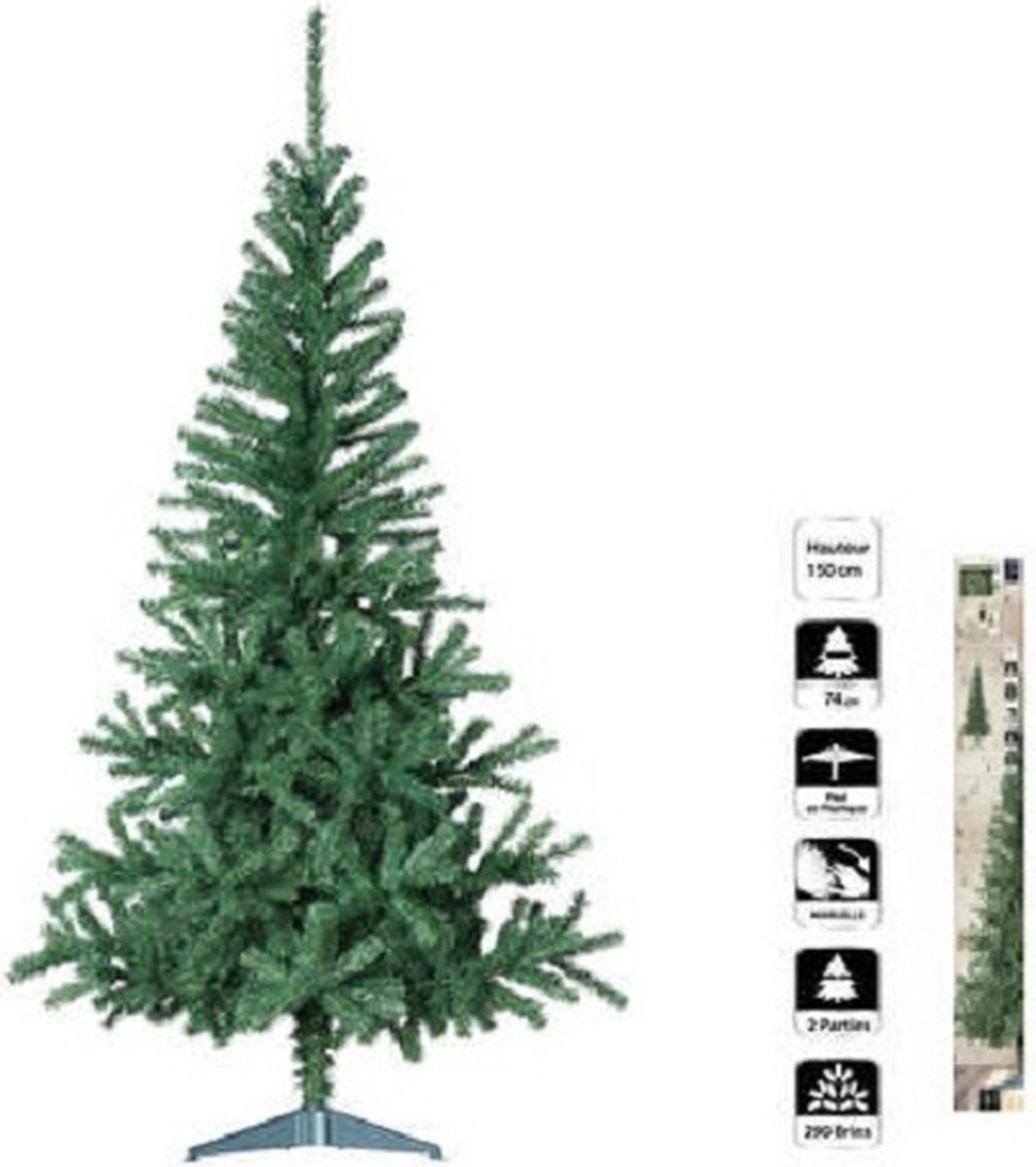 Groene kunstkerstboom 150 cm met standaard , 290 Tips