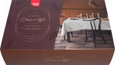 Mistral Home - Giftbox - Cadeau - Tafellinnen - Dine in style - Tafellaken, 12 servetten, menukaarten, naamkaarten, kandelaars - Linnenlook - Beige