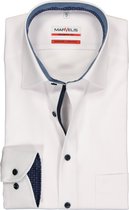 MARVELIS modern fit overhemd - mouwlengte 7 - wit structuur (contrast) - Strijkvrij - Boordmaat: 41