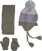 Kitti 3-Delig Winter Set | Muts met Fleecevoering - Sjaal - Handschoenen | 1-4 Jaar Jongens | Stijl-02 (K2160-11)