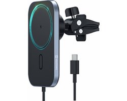 Swissten Telefoonhouder - Ventilatierooster - Draadloze oplader - 15W - Geschikt voor Apple iPhone 12/13/14/15 - Zwart