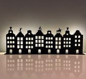 Sinterklaas Huisjes met led-verlichting - Sinterklaas - Grachtenpandjes - 5 December - Led-verlichting - Houten Decoratie - Feestdecoratie - Silhouette