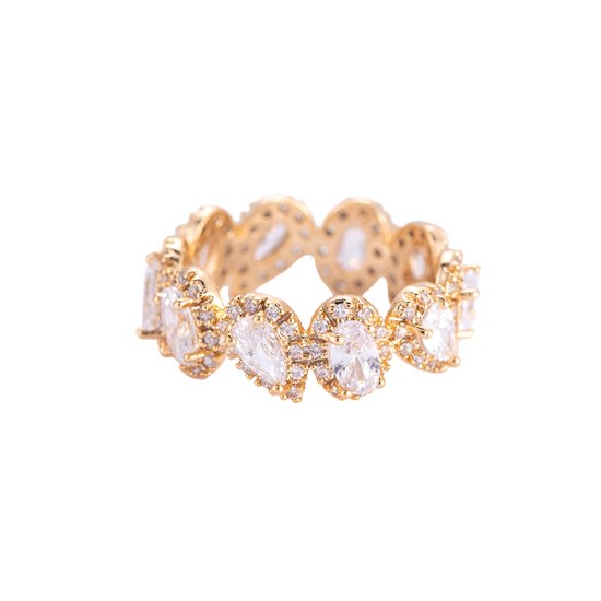 Dottilove - Royal Zirkonia Gouden Ring - 14k Gold Plated - Maat 17 - Sieraad - Gouden Ring - Diamanten Ring - Kerstcadeau