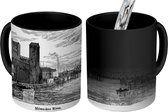 Magische Mok - Foto op Warmte Mok - Zwart-wit tekening van de stad Milwaukee - 350 ML