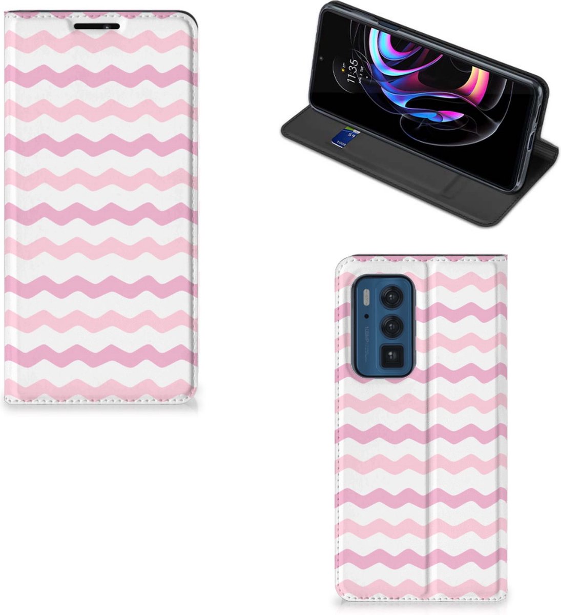 Motorola Edge 20 Pro Hoesje met Magneet Waves Roze