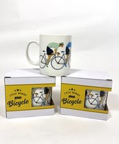 Cycle Gifts Koffiemok Racefiets - Mok - Beker - Kopje - Koffiebeker - Koffiekopje - Fietser - Cadeau - Geel
